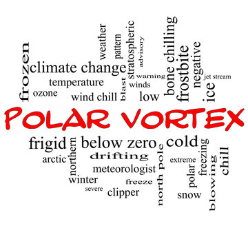 Polar Vortex Word Cloud Concept in red caps