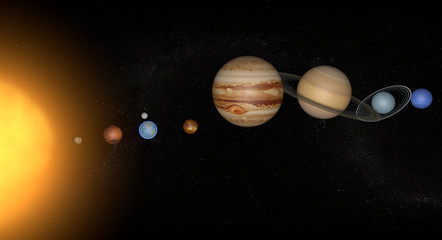 Sistema solare pianeti spazio universo sole © Naeblys