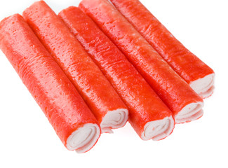 Crab sticks isolated on white background