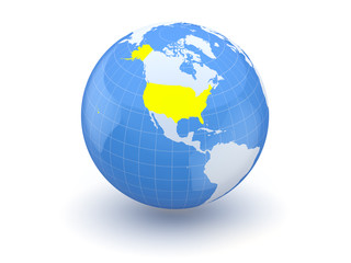 Globe. 3d. USA.