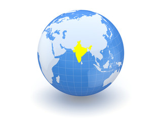 Globe. 3d. India.