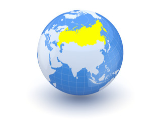 Globe. 3d. Russia.