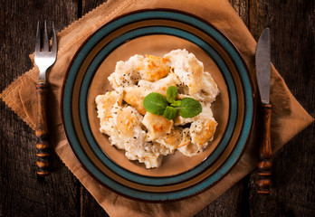 Gnocchi in plate