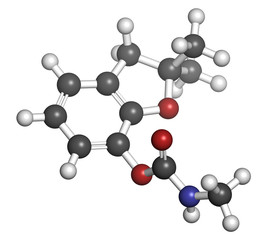 Carbofuran carbamate pesticide molecule.