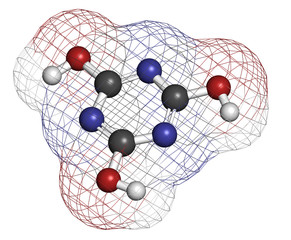 Cyanuric acid molecule. Precipitates with melamine.