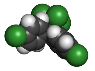 DDT (dichlorodiphenyltrichloroethane) molecule.