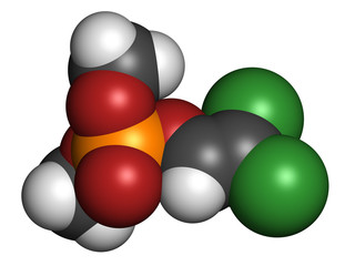 Dichlorvos organophosphate insecticide molecule.