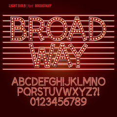 Red Broadway Light Bulb Alpahbet and Digit Vector - obrazy, fototapety, plakaty