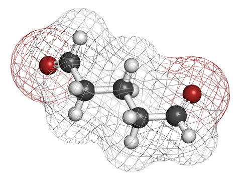 Glutaraldehyde (glutaral) disinfectant molecule.