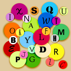 Alphabet on multicolor circles