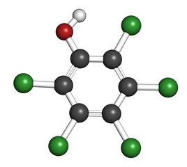 Pentachlorophenol (PCP) pesticide and disinfectant molecule.