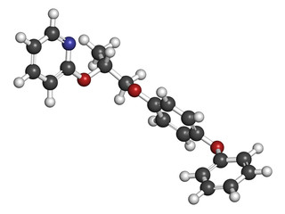 Pyriproxyfen pesticide molecule. Juvenile hormone analogue.