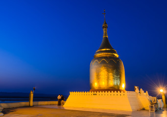 Stunning view of Bupaya pagoda at twilight in Bagan, Myanmar