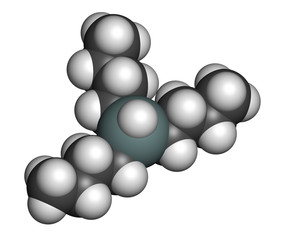 Tributyltin hydride molecule. Organotin reagent.