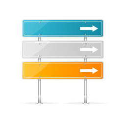 Obraz premium Blank traffic sign with white arrow header