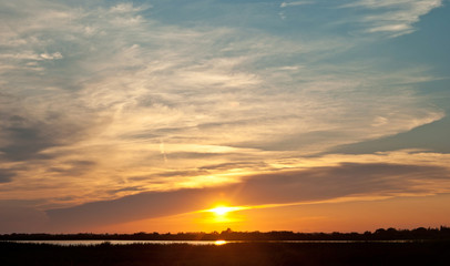 sunset over the lake