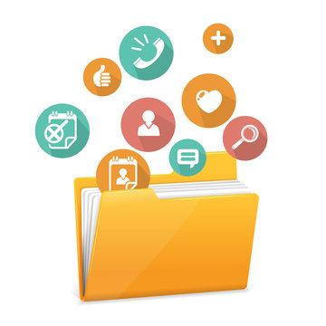 Yellow file folder icon and flat icons