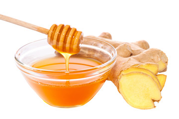 honey and ginger isolated with path