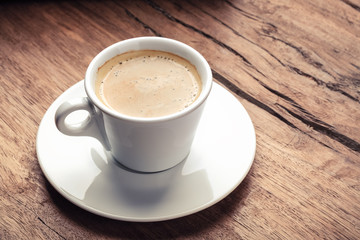 espresso on old wooden table