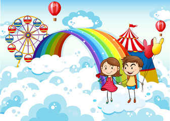 Obraz na płótnie Canvas A carnival in the sky with a rainbow