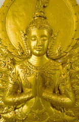 Fototapeta premium Traditional Thai style carving and painting art at the temple