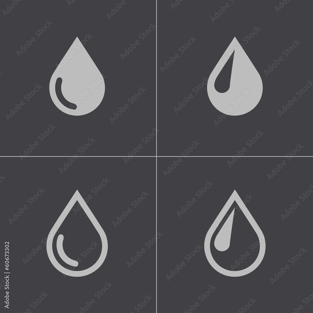 Wall mural vector black drop icons set
