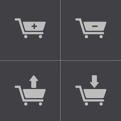 Vector black shopping cart icons set