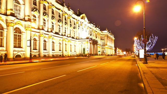The State Hermitage Museum. St. Petersburg. Russia. time-lapse