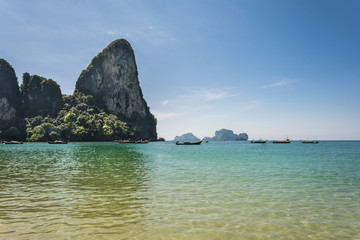 Naklejka premium Railay beach, Andaman sea in Krabi, Thailand.