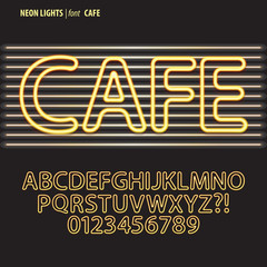 Neon Lights Alphabet and Digit Vector