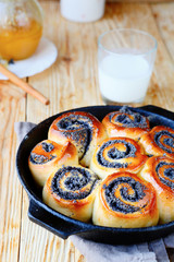 delicious buns with milk