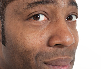 closeup of black man of africa isolated on white background