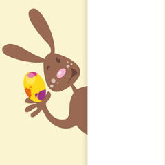 easter bunny behindblank board vector background