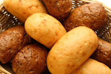 White and brown buns