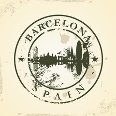 Fototapeta premium Grunge rubber stamp with Barcelona, Spain