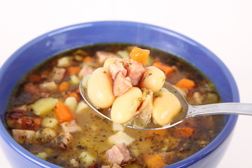 Bean soup eaten with a spoon