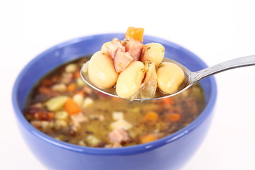 Bean soup eaten with a spoon