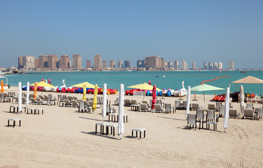 Beach of Katara Cultural Village in Doha, Qatar, Middle East