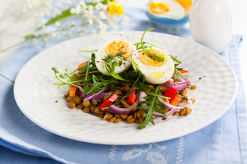 Salad with lentil and eggs