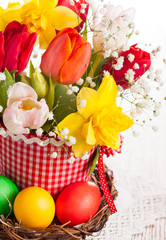 Spring flowers and Easter eggs