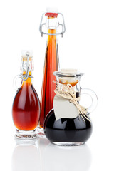 maple syrup in glass bottle or herbal syrup, ardent drink, mixtu