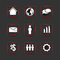 collection of icons with long shadows and red light