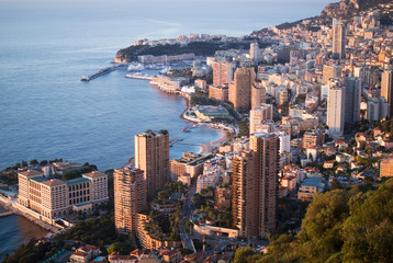 Principality of Monaco in the sunrise light