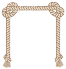 Frame made from rope isolated on white