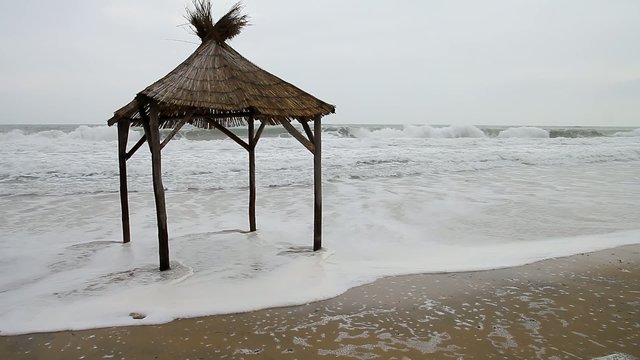 Wooden hut on the beach