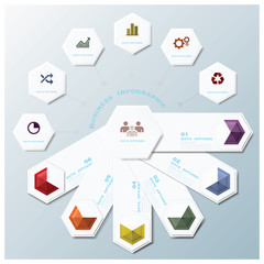 Hexagon Geometric Shape Business Infographic Design Template