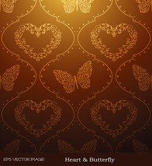 eps Vector image:vintage. plant Heart & Butterfly