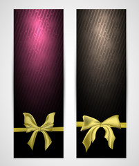 abstract vertical celebration banners with bow and ribbons