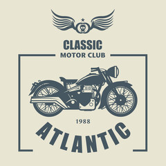 Vintage Motorcycle label, vector illustration