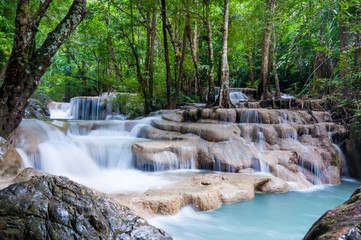 Naklejka premium Erawan water fall in Thailand